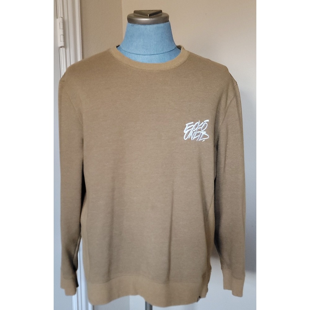 Echo Unltd MEN'S BROWN Knit Logo Textured‎ Sweatshirt Sz XL